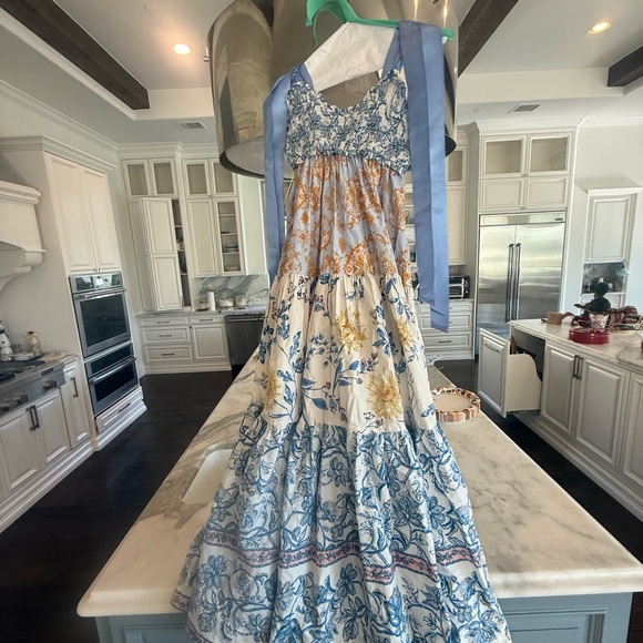 Free People Floral Maxi Dress in Blue and Gold - Picture 5 of 5